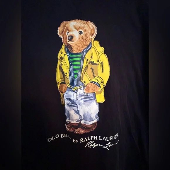 Polo Ralph Lauren Hooded T Shirt Boy’s Youth Sz Large 14/16 Large Teddy Bear - Picture 2 of 4